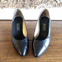 Gucci Lizard Leather Heels in Black