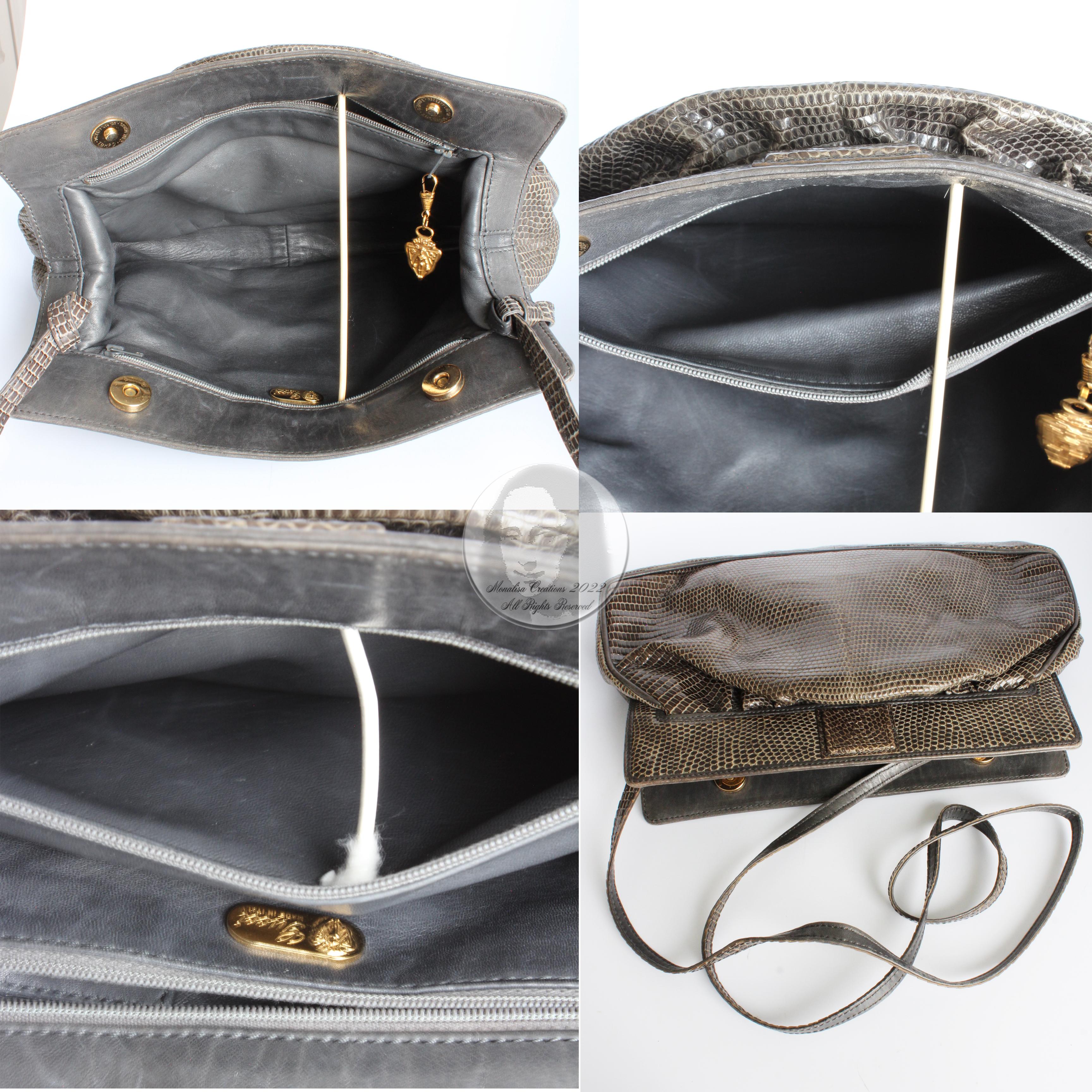 Gucci Lizard Skin Bag Exotic Reptile Clutch Shoulder Crossbody Bag Vintage Rare  5