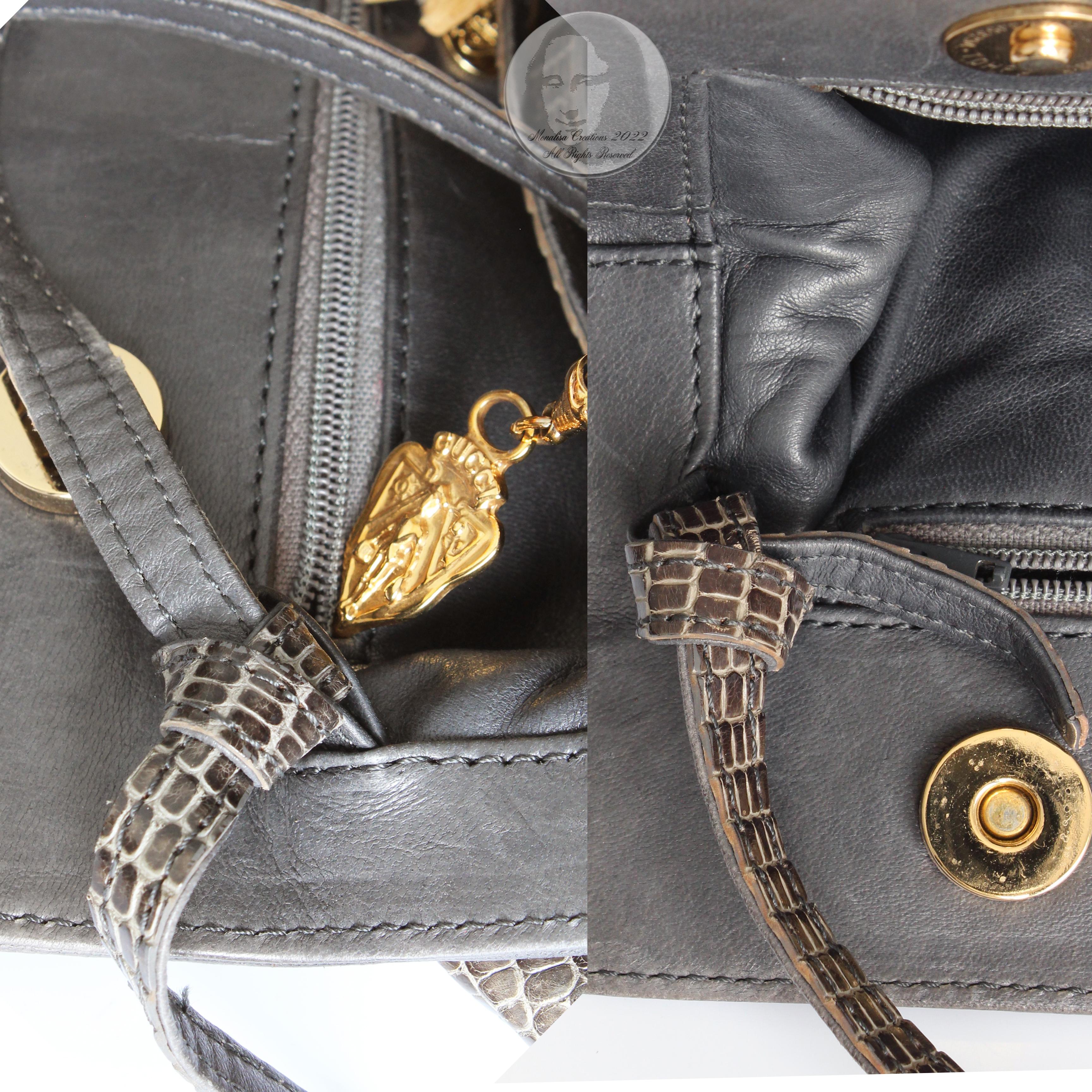 Gucci Lizard Skin Bag Exotic Reptile Clutch Shoulder Crossbody Bag Vintage Rare  6