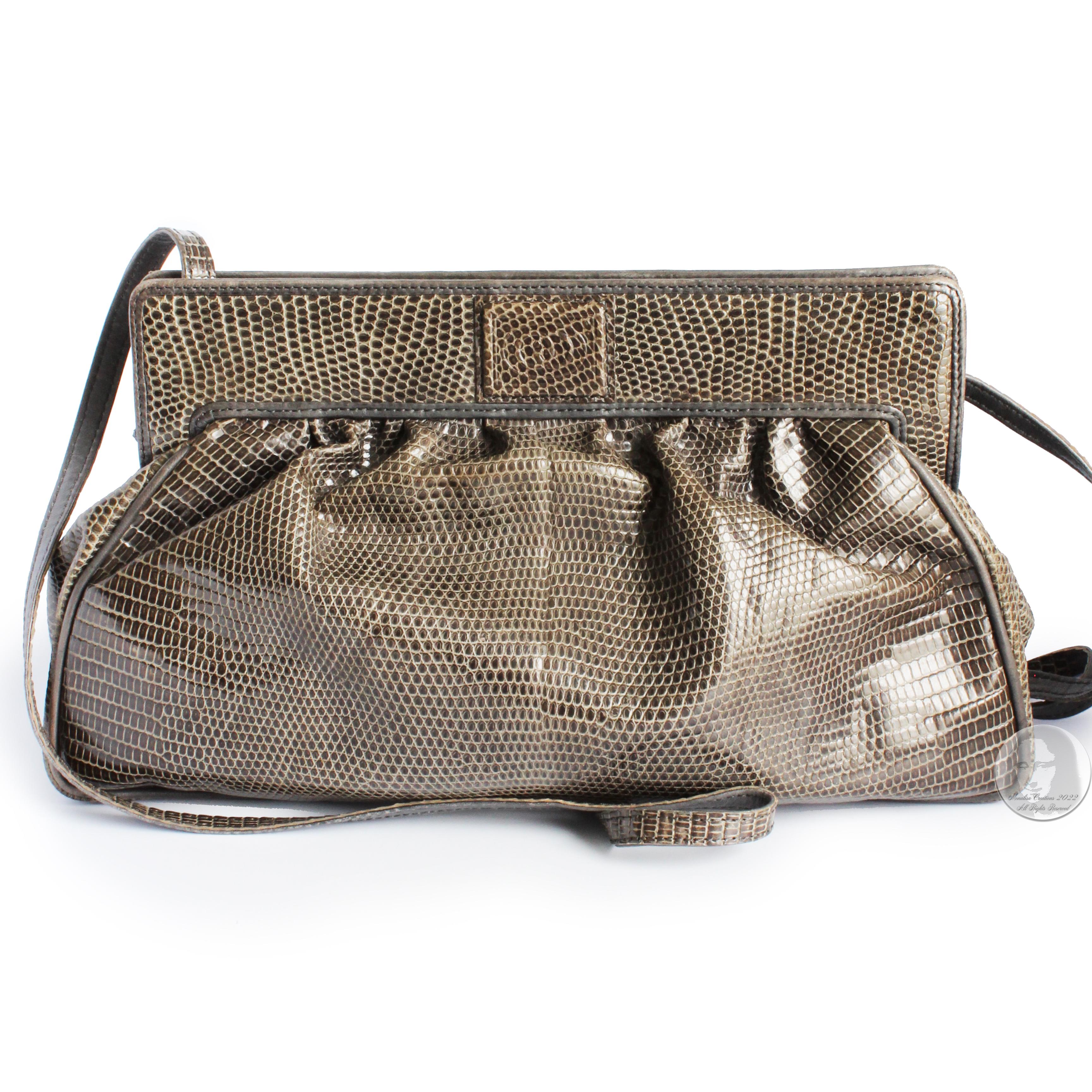 Gucci Lizard Skin Bag Exotic Reptile Clutch Shoulder Crossbody Bag Vintage Rare  In Good Condition In Port Saint Lucie, FL