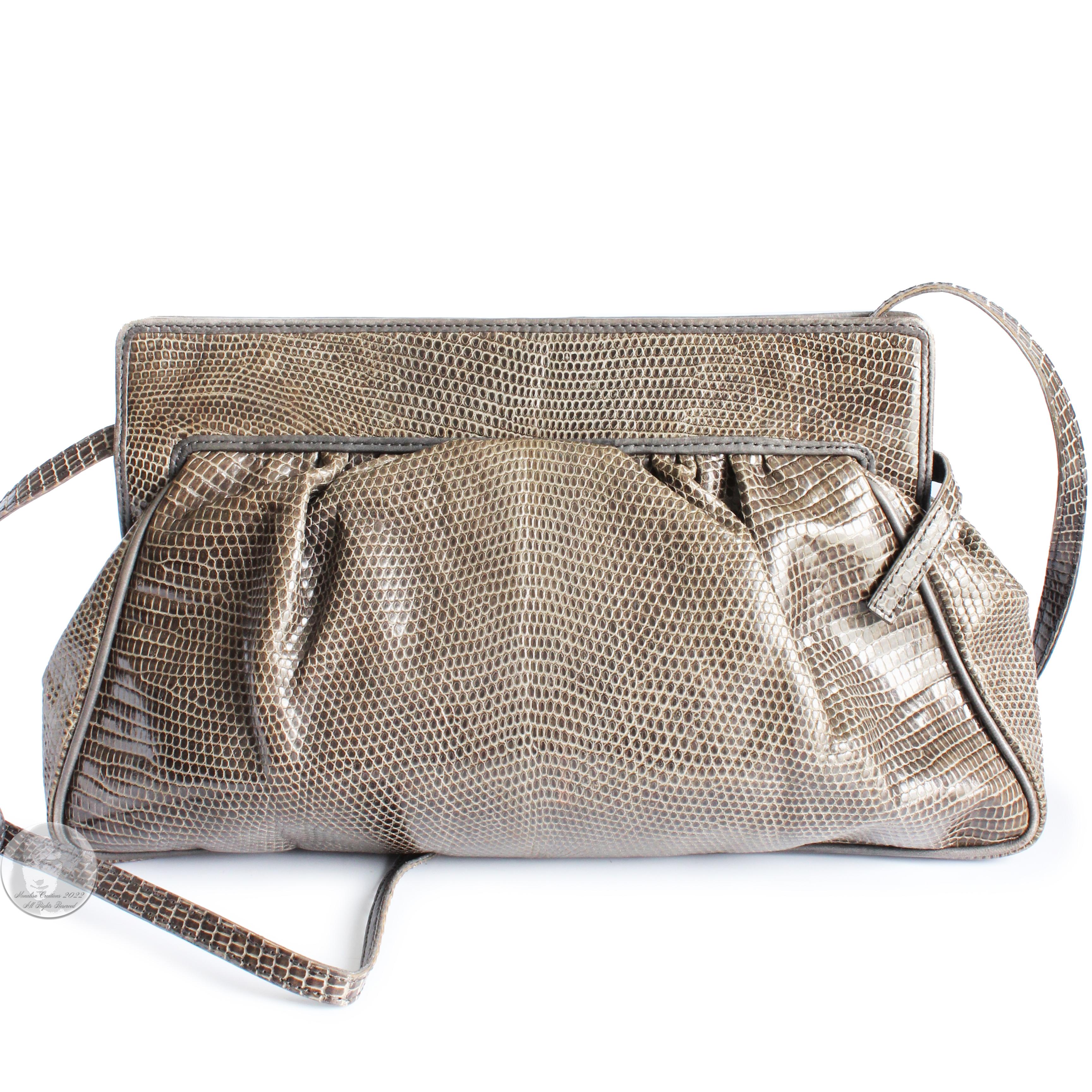 Gucci Lizard Skin Bag Exotic Reptile Clutch Shoulder Crossbody Bag Vintage Rare  1