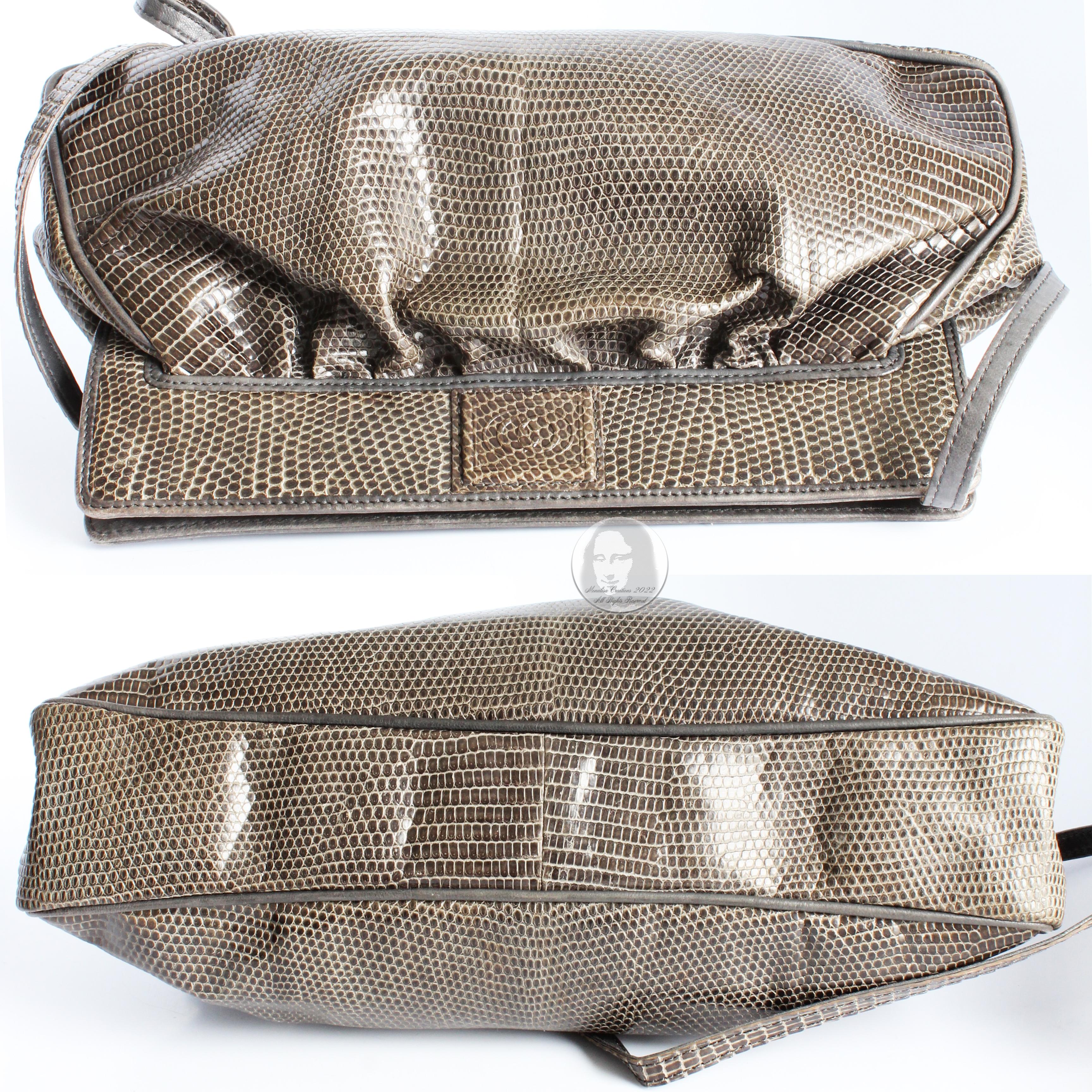 Gucci Lizard Skin Bag Exotic Reptile Clutch Shoulder Crossbody Bag Vintage Rare  2