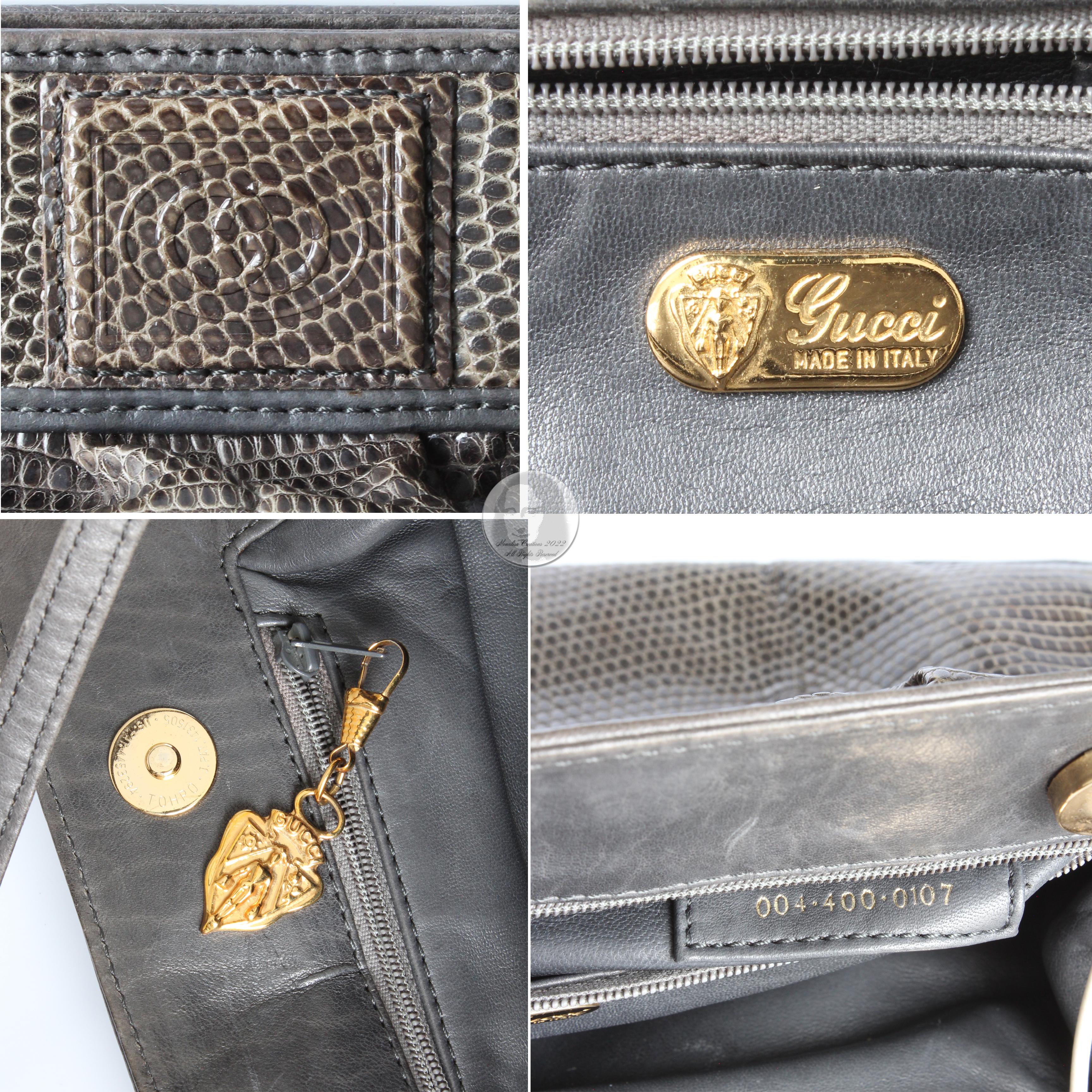Gucci Lizard Skin Bag Exotic Reptile Clutch Shoulder Crossbody Bag Vintage Rare  4