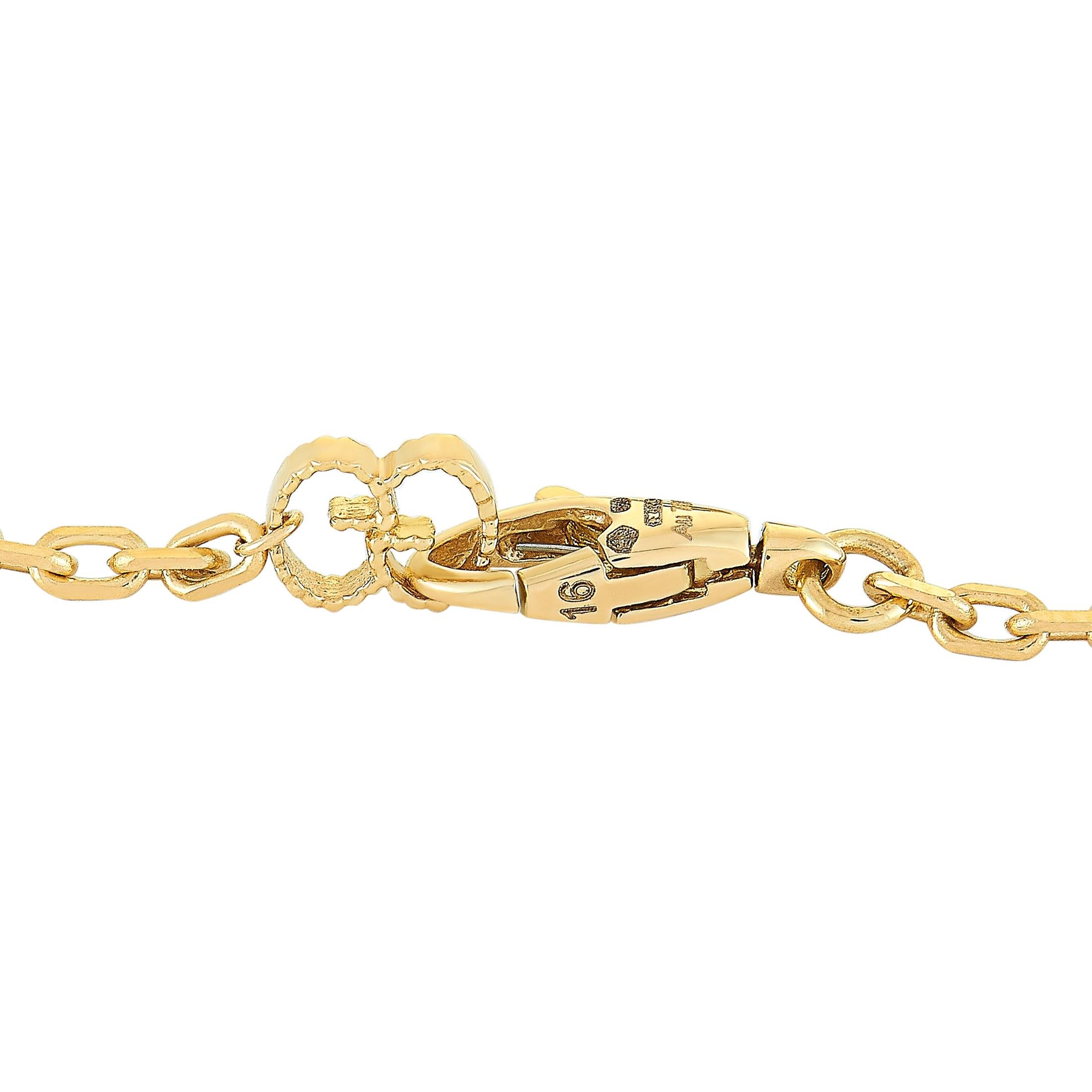 Gucci LMDM 18 Karat Yellow Gold Diamond and Jade Feline Motif Charm Bracelet In New Condition In Southampton, PA