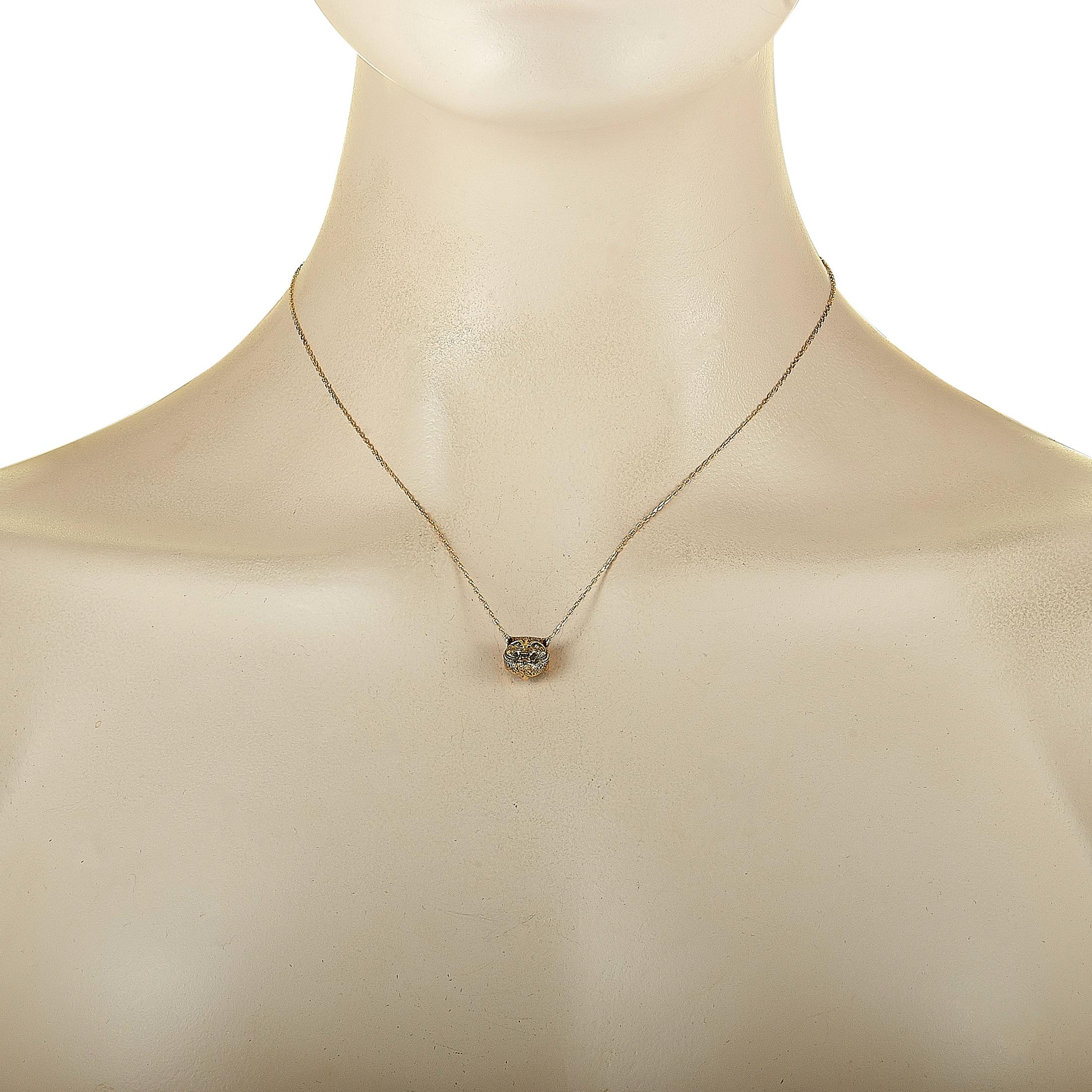 Gucci LMDM 18 Karat Yellow Gold Diamond and Onyx Necklace In New Condition In Southampton, PA