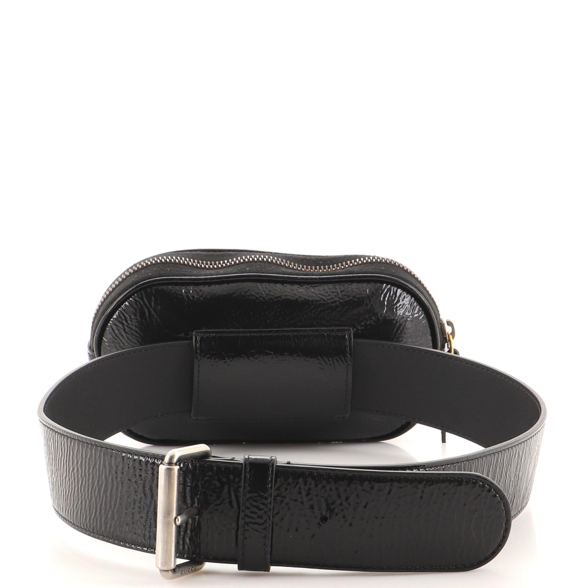 Black Gucci Logo Belt Bag Patent with Rubber