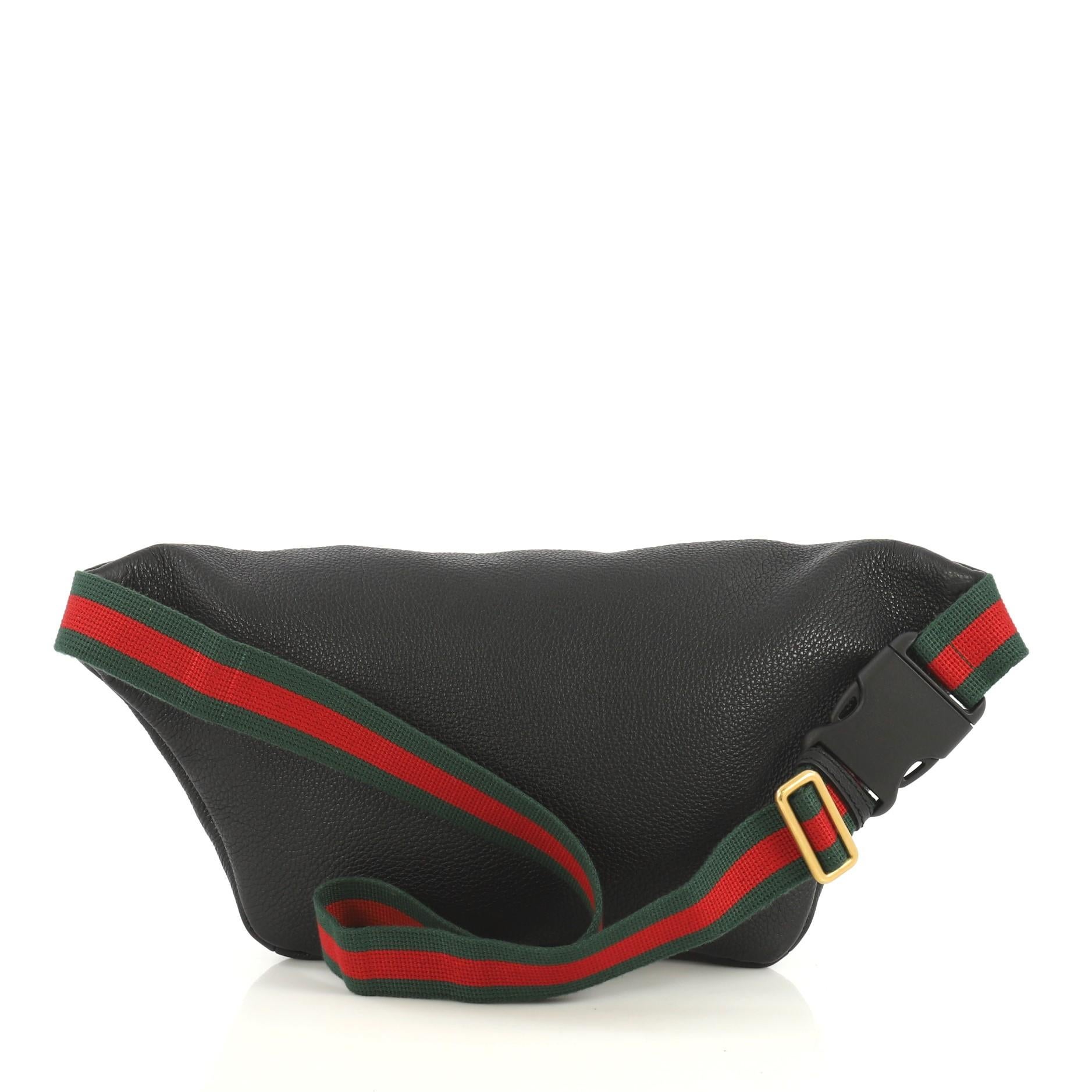 Black Gucci Logo Belt Bag Printed Leather Small