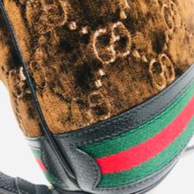 Ophia Gg Bucket Bag mit braunem Samt-Logo von Gucci im Angebot 6