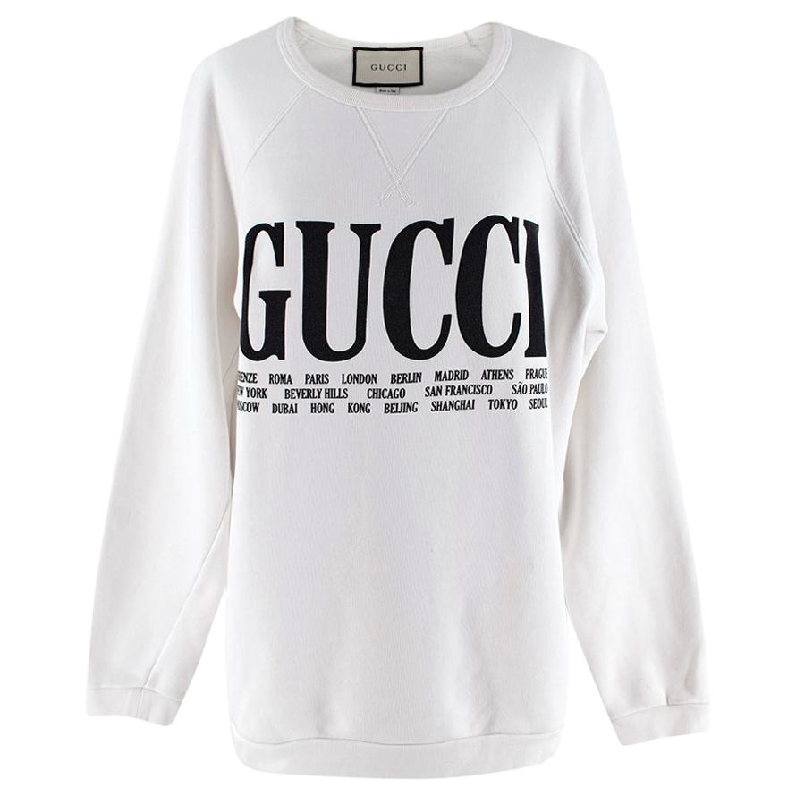 Gucci Logo Cities White Sweatshirt S at 1stDibs | gucci cities sweatshirt,  gucci white sweatshirt, gucci jumper white