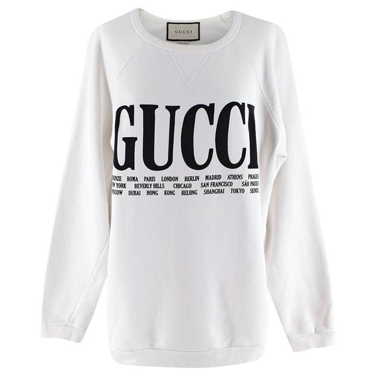 Gucci Logo Cities White Sweatshirt S at 1stDibs