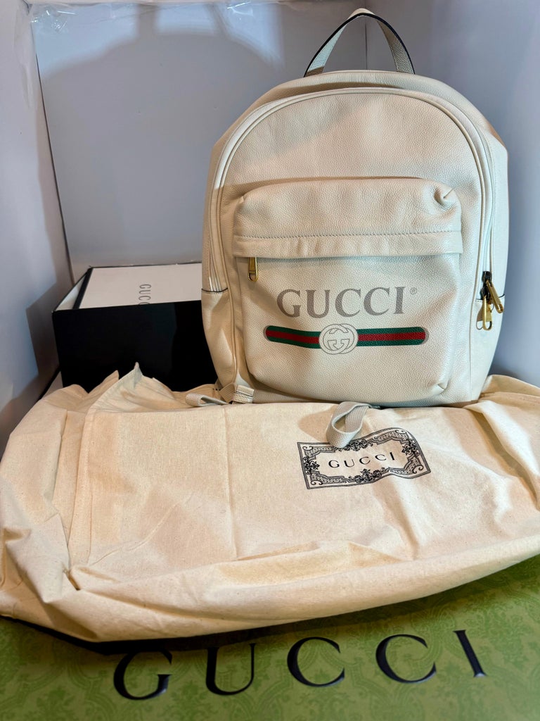 Gucci Logo Cripto Print Leather Ivory 100% Authentic W/ BOX  display picture 1