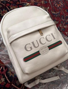 Gucci Logo Cripto Print Leather Ivory 100% Authentic W/ BOX! Unisex Backpack