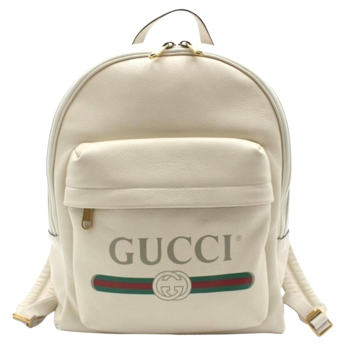 Gucci Logo Cripto Print Leather Ivory 100% Authentic W/ BOX! Unisex Backpack