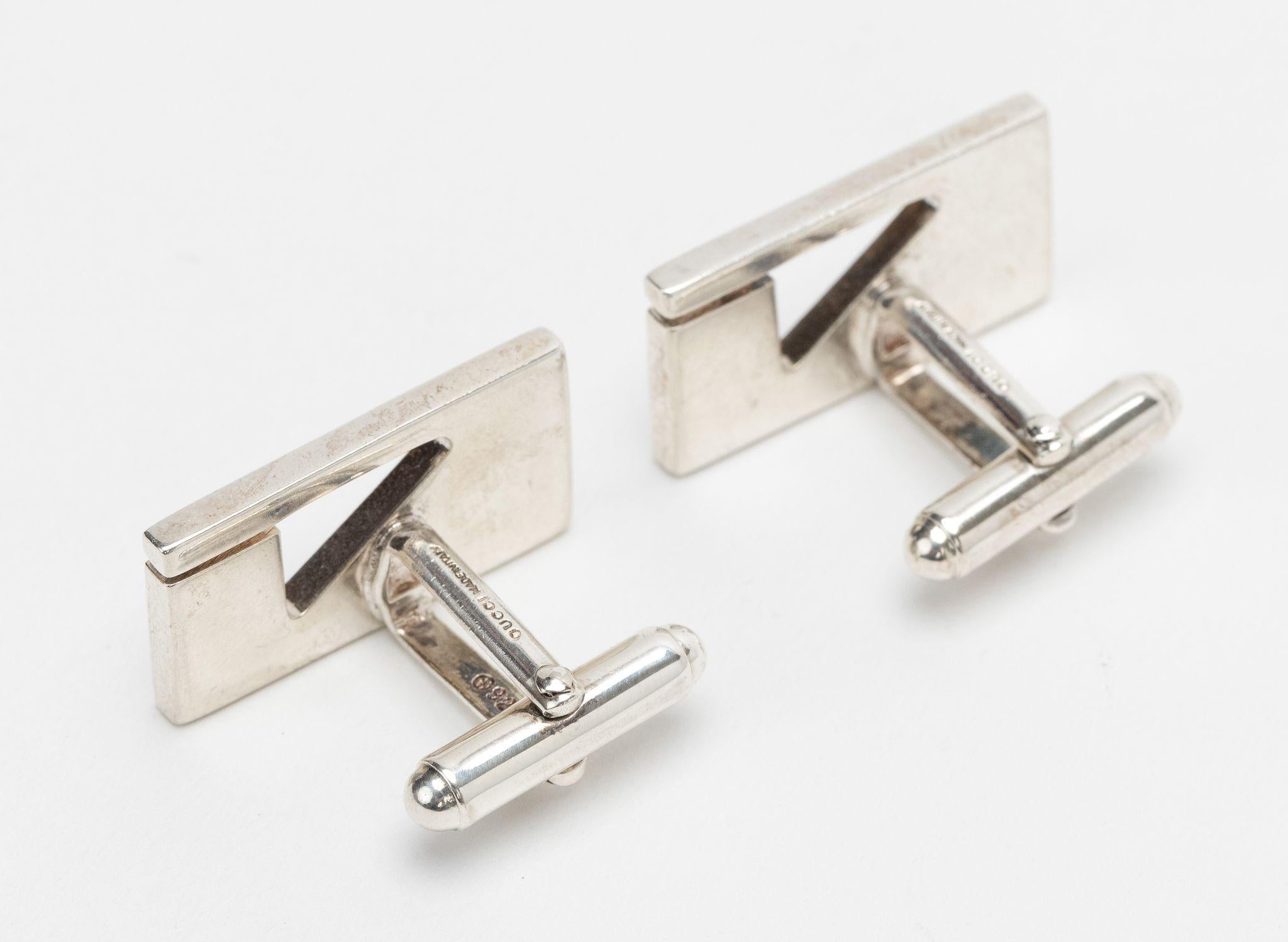 Gemelli con logo Gucci A. Silver In condizioni ottime in vendita a West Hollywood, CA