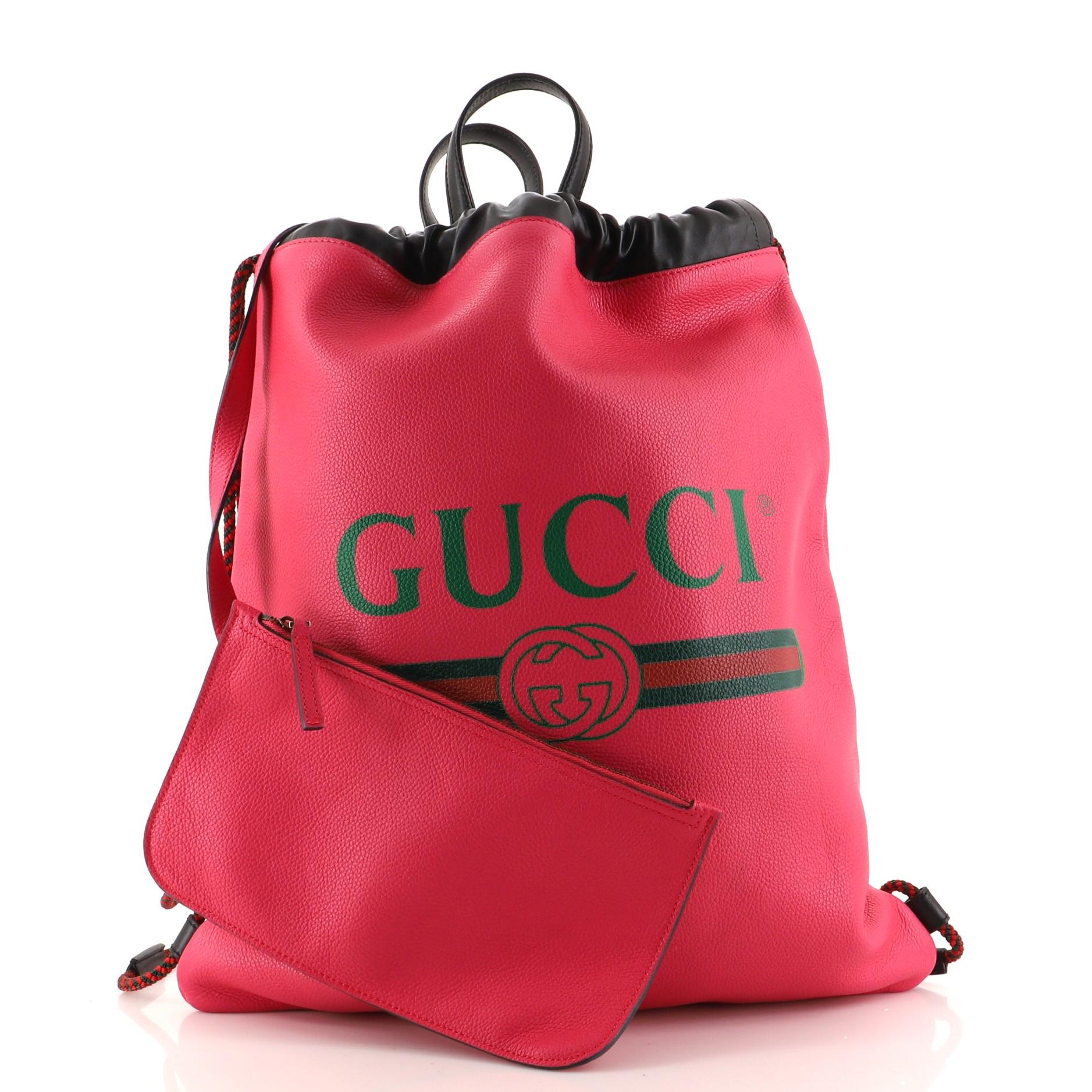 Gucci Logo Drawstring Backpack Printed 
