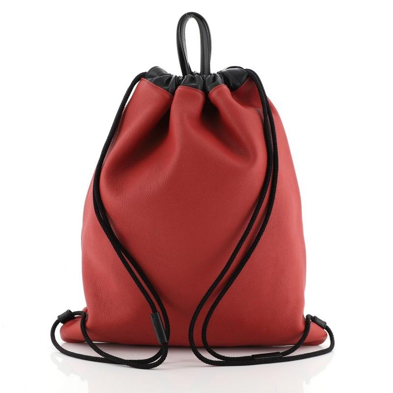 Brown Gucci  Logo Drawstring Backpack Printed Leather Large