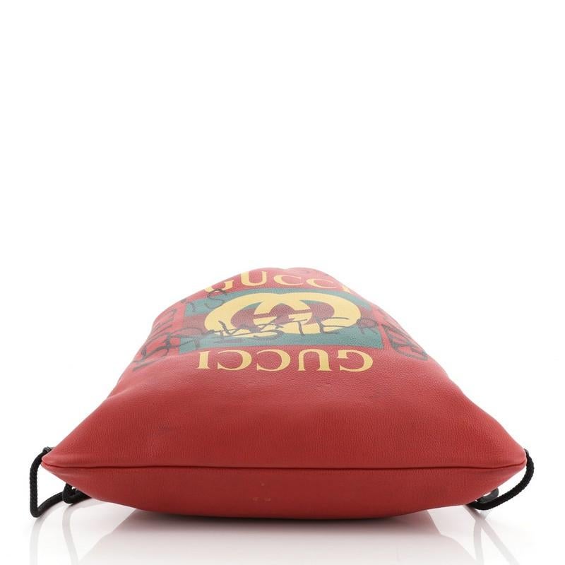 Gucci  Logo Drawstring Backpack Printed Leather Large In Good Condition In NY, NY