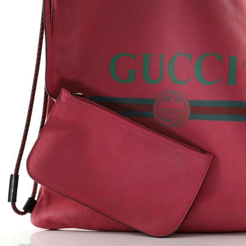 Gucci Logo Drawstring Backpack Printed Leather Large In Good Condition In NY, NY
