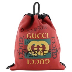 Gucci  Logo Drawstring Backpack Printed Leather Large