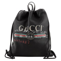 Gucci Logo Drawstring Backpack Cuir Imprimé Moyen