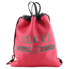 Gucci Logo Drawstring Rucksack gedruckt Leder Medium