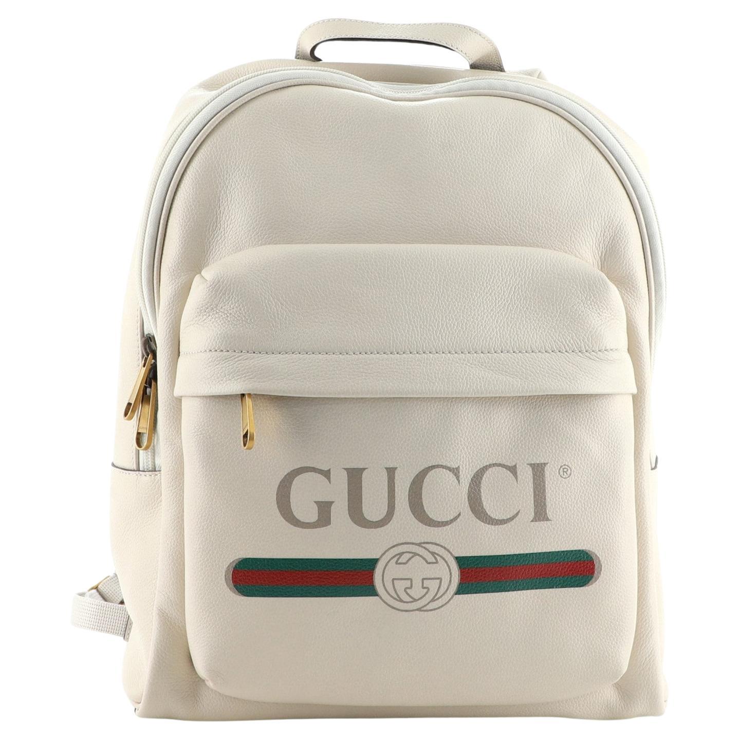 Gucci Logo Front Tasche Rucksack bedrucktes Leder
