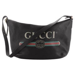 Gucci Logo Half-Moon Hobo Printed Leather