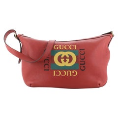 Gucci Logo Half-Moon Hobo Printed Leather