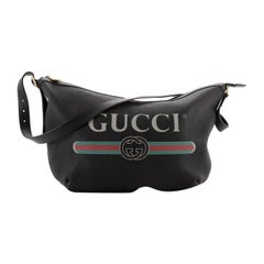 Gucci Logo Half-Moon Hobo Printed Leather
