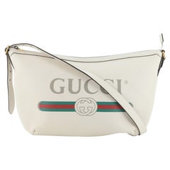 Gucci Logo Half-Moon Hobo Printed Leather