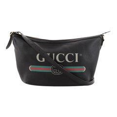 Gucci Logo Half-Moon Hobo Printed Leather