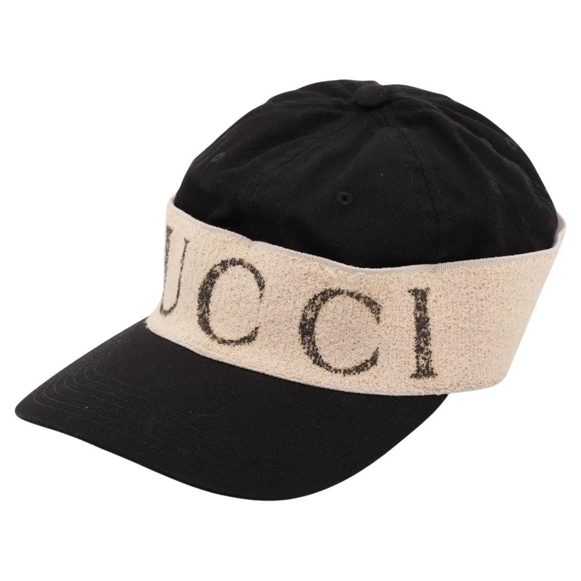 Gucci Logo Fascia in cotone CAP Nero in vendita