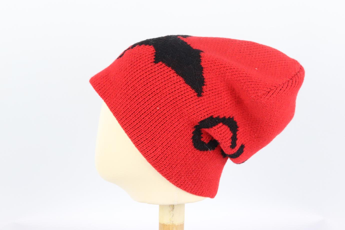 Red Gucci Logo Intarsia Wool And Alpaca Blend Beanie Small