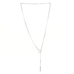 Gucci Logo Lariat Necklace 18k White Gold