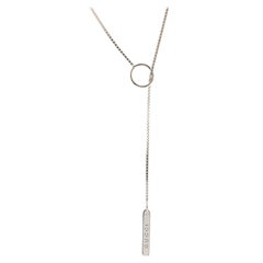 Gucci Logo Lariat Necklace 18k White Gold