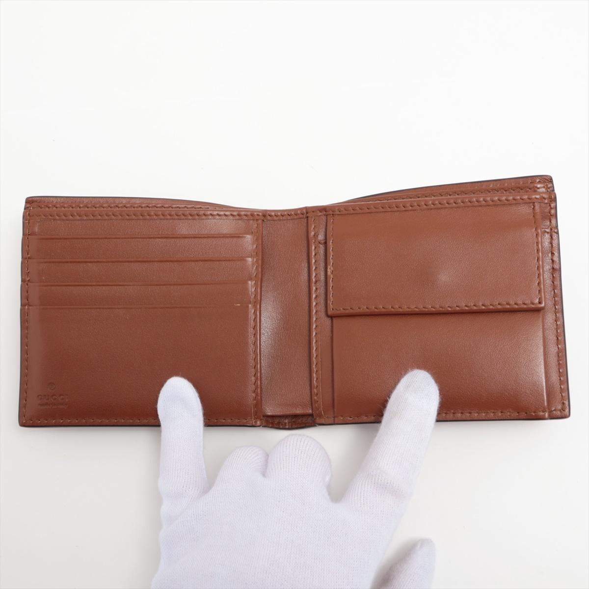 Men's Gucci Logo Leather Bi fold Compact Wallet Brown