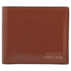 Gucci Logo Leather Bi fold Compact Wallet Brown
