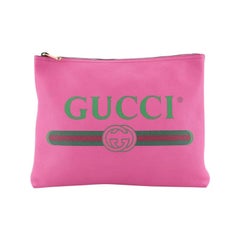 Gucci Logo Portfolio Clutch Printed Leather Medium