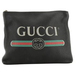 Gucci Logo Portfolio Clutch Printed Leather Medium 