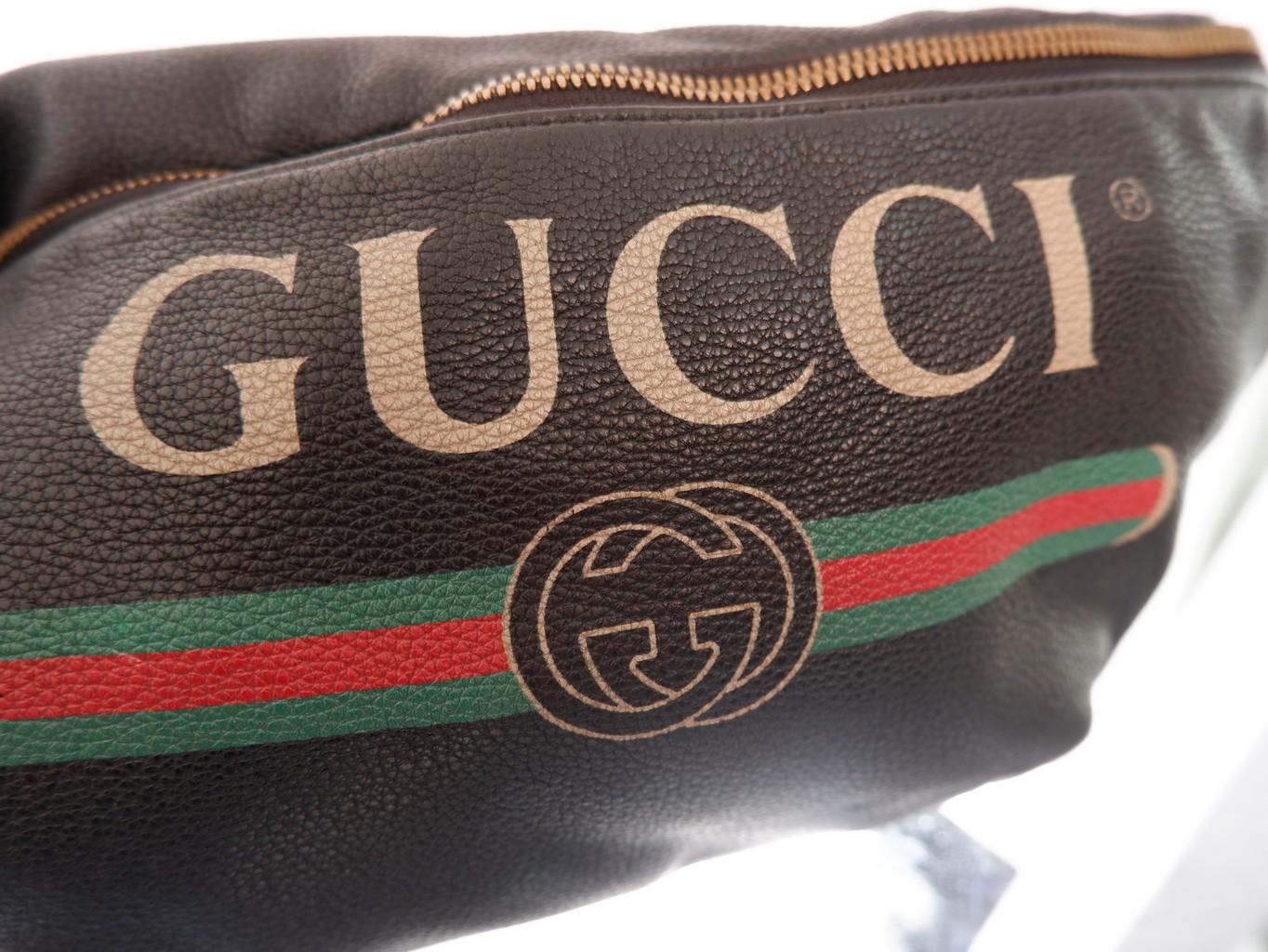 Gucci Logo Print Black Belt Bag 1