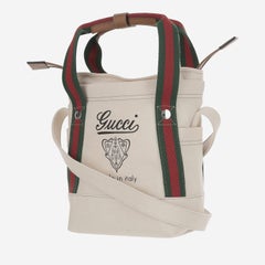 Gucci Logo-Printed Canvas Shoulder Bag — White