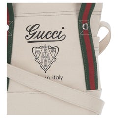 Gucci Logo-Printed Canvas Shoulder Bag — White