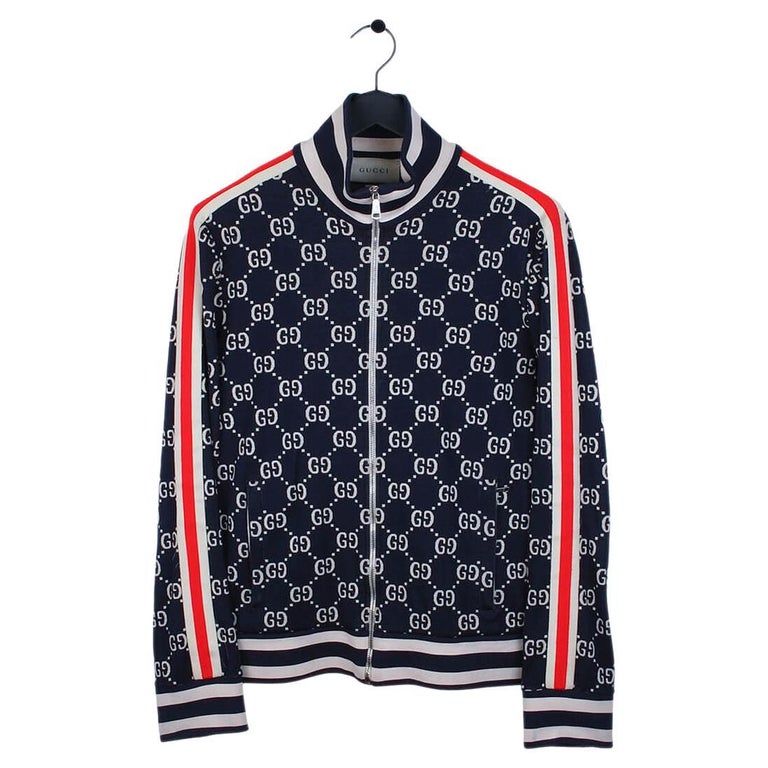 Gucci Logo Printed Monogram Zipped Men Track Jacket Size XL For Sale at