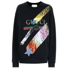 Gucci Logo Shooting Stars Embellished Cotton-Jersey Sweatshirt