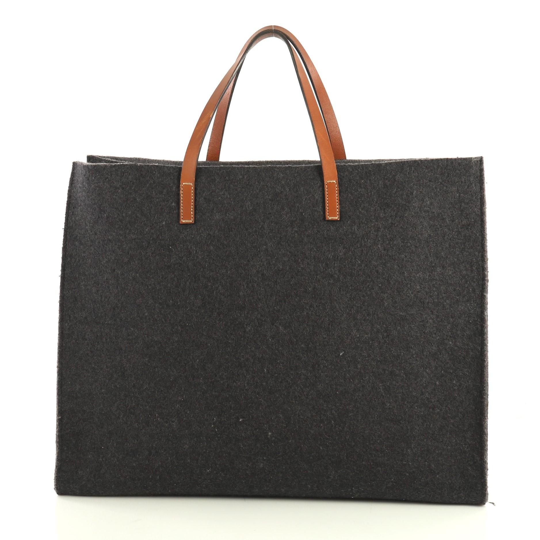 Black Gucci Logo Shopping Tote Felt Large