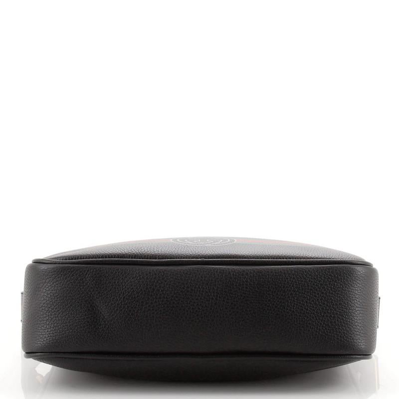 Black Gucci Logo Shoulder Bag Printed Leather