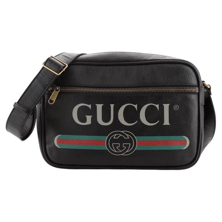 Gucci Logo Shoulder Bag Printed Leather For Sale at 1stDibs