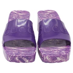 Gucci Logo Slides in Purple Rubber