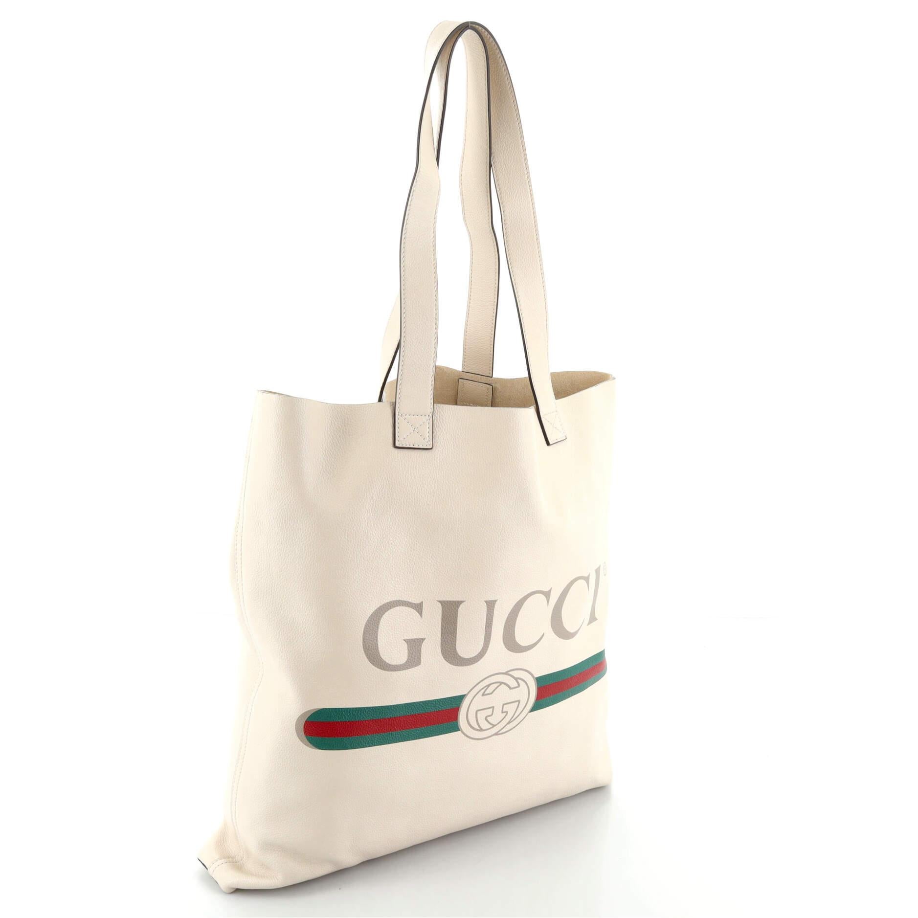 gucci printed leather tote