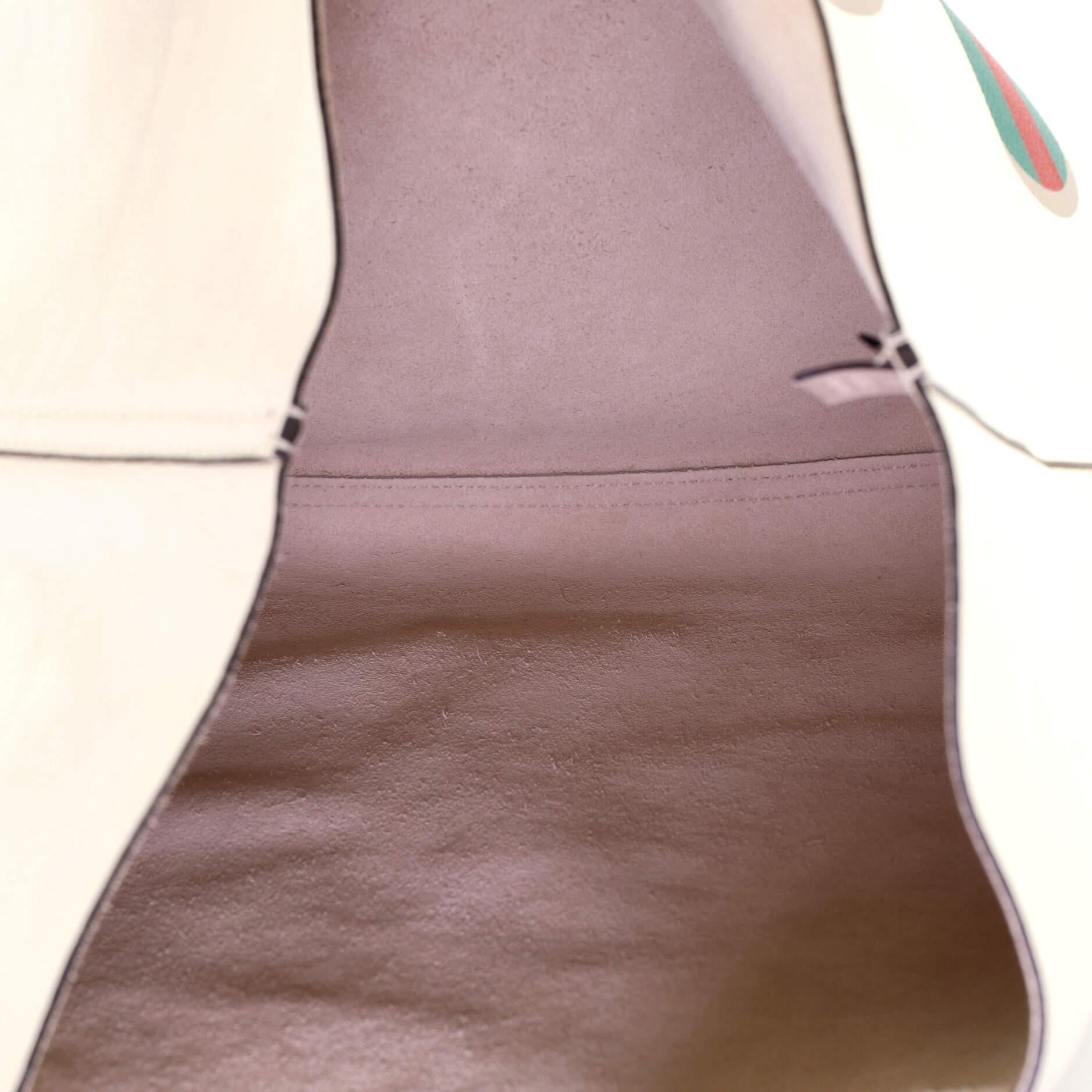 Beige Gucci Logo Tote Printed Leather Large